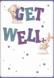 Charming and uplifting, this get well card captures two adorable companions-a plush teddy bear and a floppy-eared puppy-working together to deliver encouragement. Both are immersed in play, balancing and holding the oversized, colourful 'Get Well' letters, their expressive eyes radiating the warmth of genuine care. Indigo and teal script bursts confidently from a creamy, soft-lit background, while scattered stars in blue and purple accents add a whimsical sparkle. Each textured detail-from the bear's powder-soft fur to the puppy's velvety coat-is lovingly rendered, evoking the tactile comfort of a hand-tied bouquet crafted in a Hendon flower shop. The scene is suffused with innocence and hope, echoing the sentiment behind every fresh floral arrangement delivered to a friend's bedside near Hendon Central. With its clean design and joyful characters, the card conveys more than a message-it offers a heartfelt hug, reassurance, and the promise of brighter days ahead within the Hendon community.